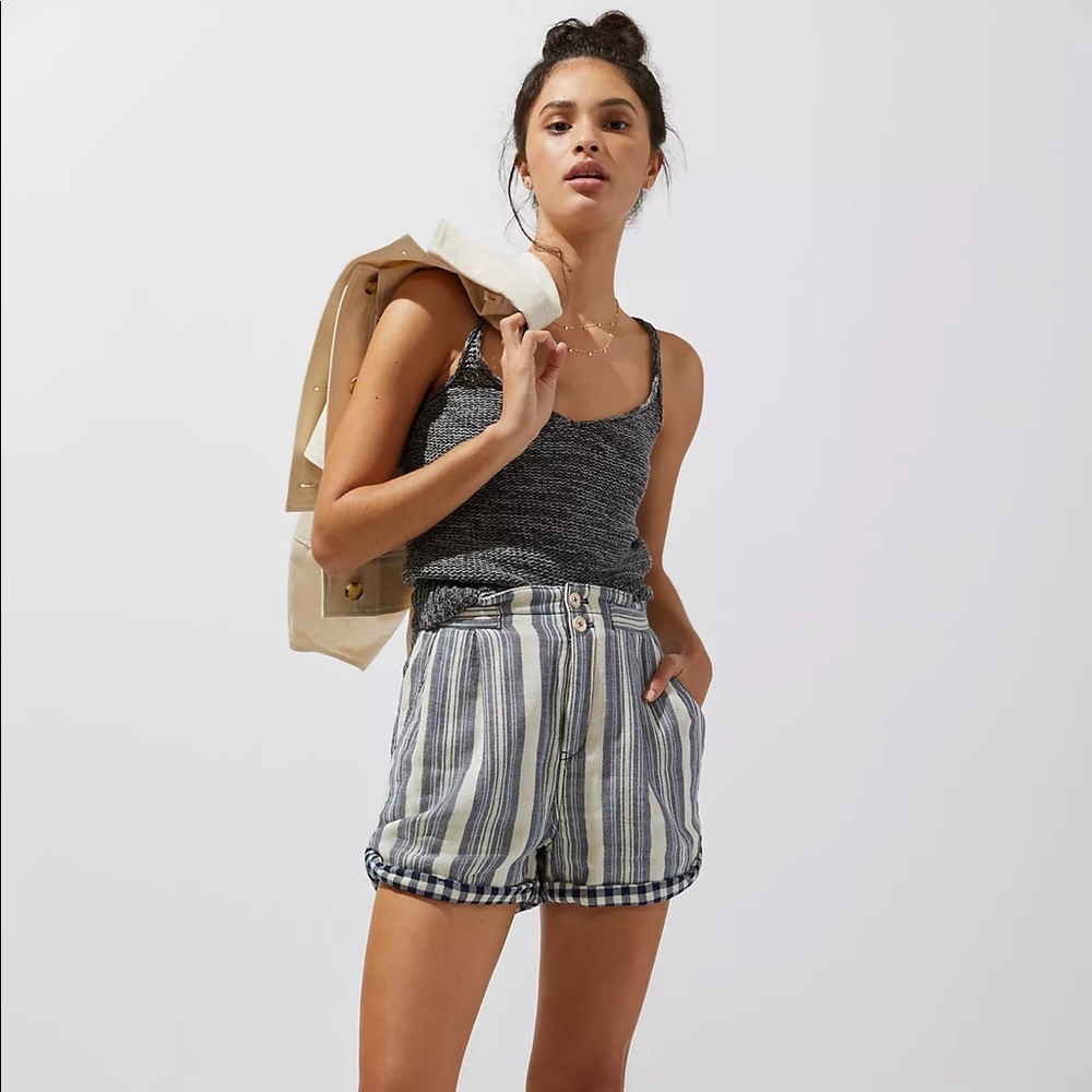 Anthropologie Pilcro Everyday Striped Shorts Blue Size 27 NWT